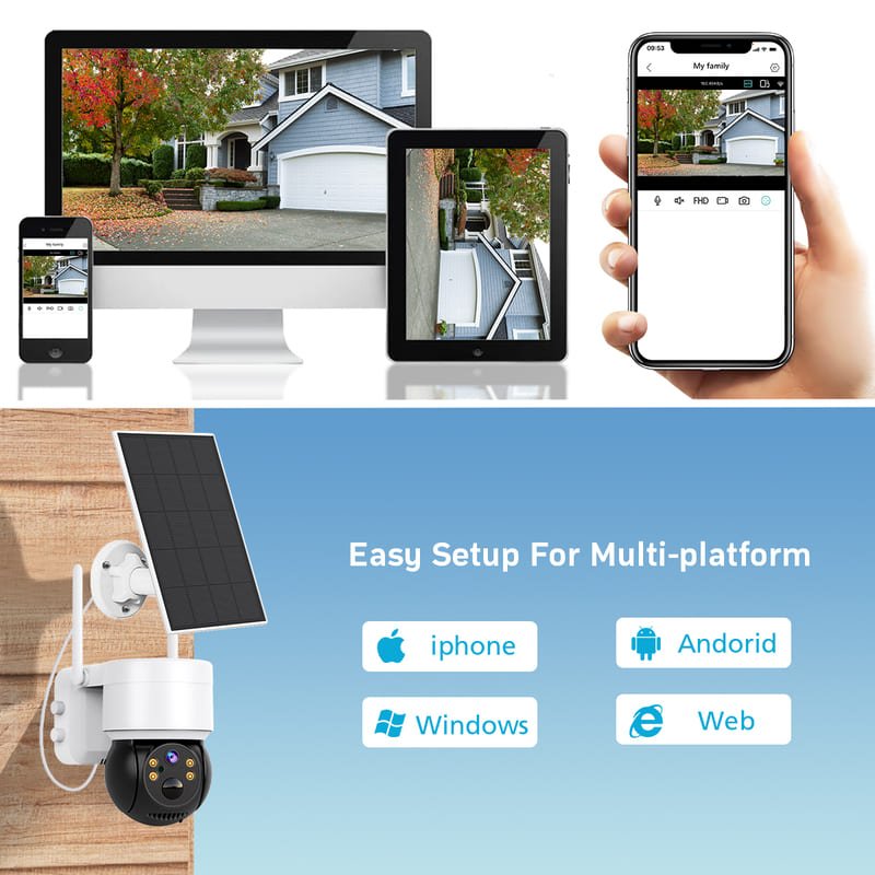iCSee ABQ-Q6 Wireless Solar Powered Security Camera - multi platforms