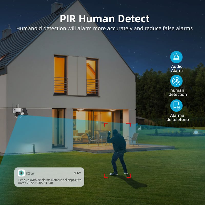iCSee ABQ-Q6 Wireless Solar Powered Security Camera - PIR human detection