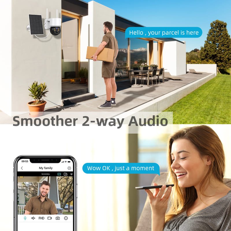 iCSee ABQ-Q6 Wireless Solar Powered Security Camera - 2 way audio