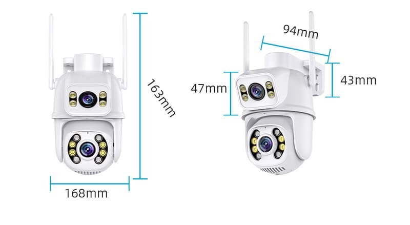 iCSee A28 Wireless WiFi Dual Lens Security Camera - size