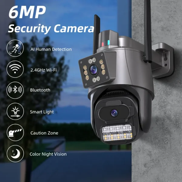 ICSEE A38 Bullet PTZ Dual Lens Camera 6MP WiFi Wireless Full Color Night Vision Lightning Protection for Indoor Outdoor - Image 2