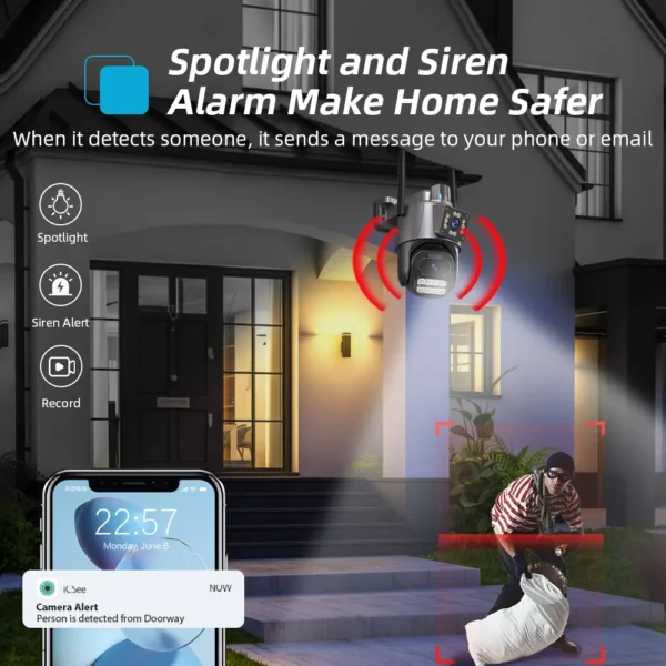 ICSEE A38 Bullet PTZ Dual Lens Camera 6MP WiFi Wireless Full Color Night Vision Lightning Protection for Indoor Outdoor - Image 5