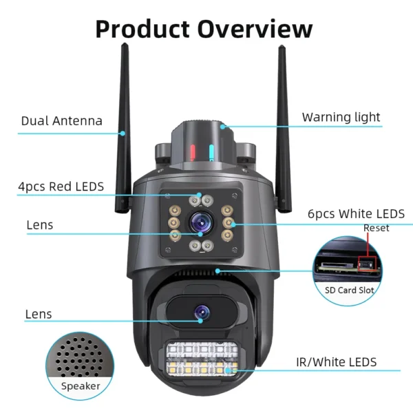 ICSEE A38 Bullet PTZ Dual Lens Camera 6MP WiFi Wireless Full Color Night Vision Lightning Protection for Indoor Outdoor - Image 6