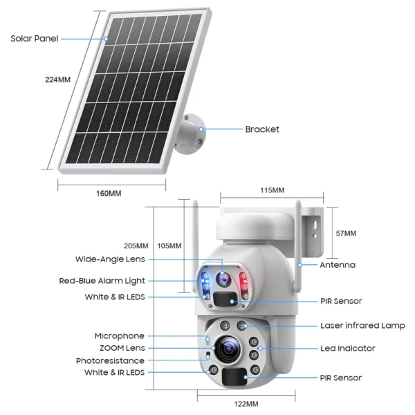 4G LTE Cellular Solar Security Camera Wireless Outdoor 2K No WiFi PTZ