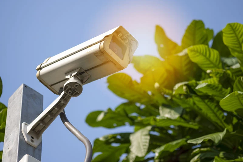 solar security camera low-angle-view