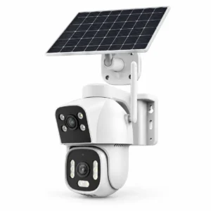 Cámara de seguridad solar MS-480 Hieasy de 4 MP con doble lente AOV y conectividad 4G.