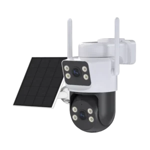 Cámara de seguridad solar MS-Q10 iCSee de 4 MP con doble lente, 4G y visión nocturna automática.