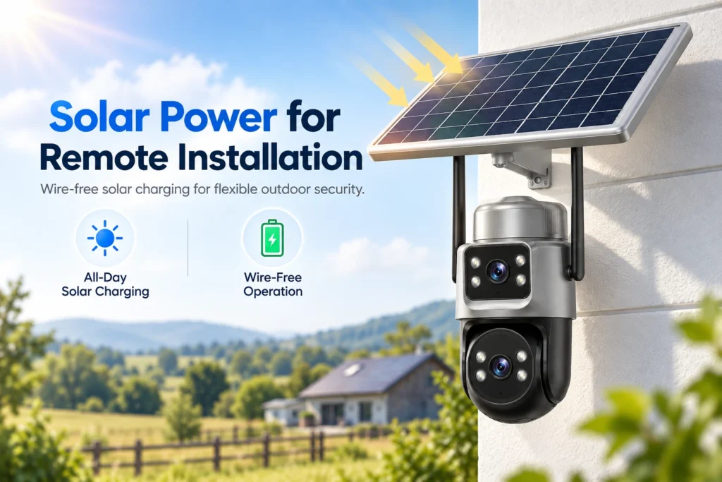 Alimentado por energía solar, sin cables.